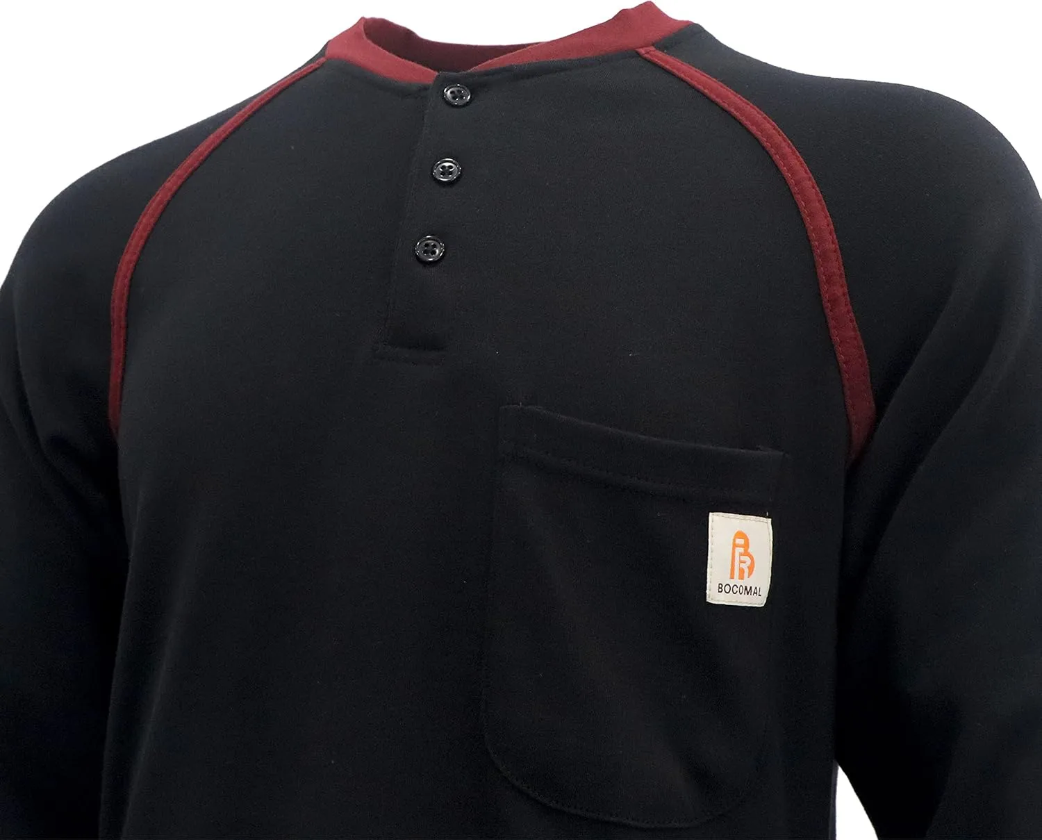 BOCOMAL FR Shirts Flame Resistant Henley Printed and Camo Two Tone 7oz Men's Fire Retardant Work Shirts