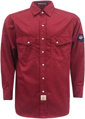 BOCOMAL FR Shirts for Men Printed Plaid Flame Resistant Clothing 6.5oz Cotton Button Up Welding Shirts NFPA2112 CAT2