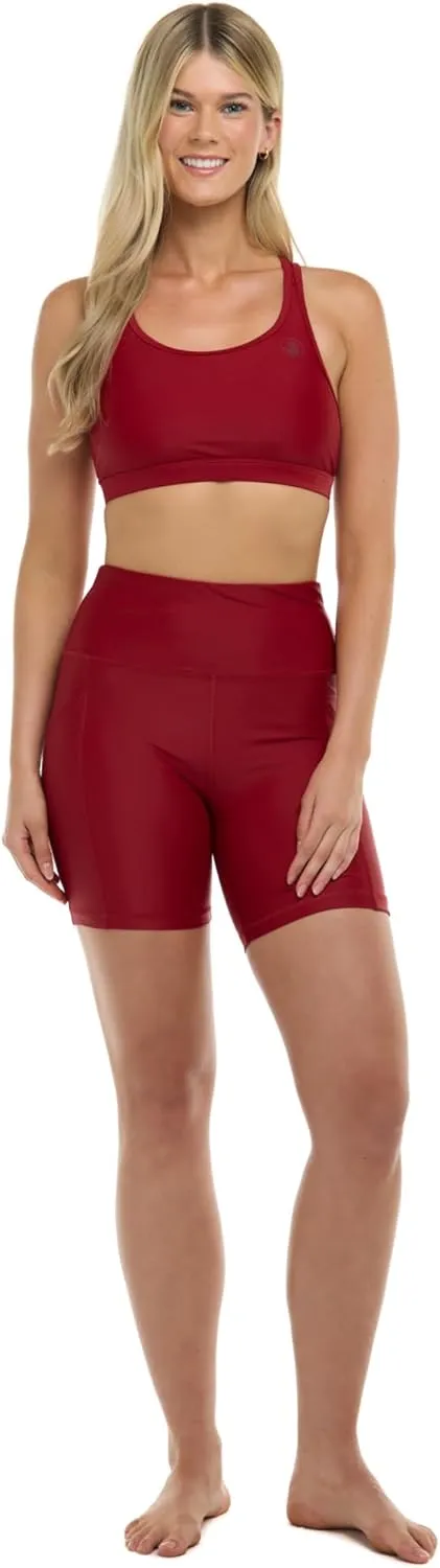 Body Glove Women's Standard Spin Elastic Waist Hybrid Swim Short with UPF 50, 6" Inseam