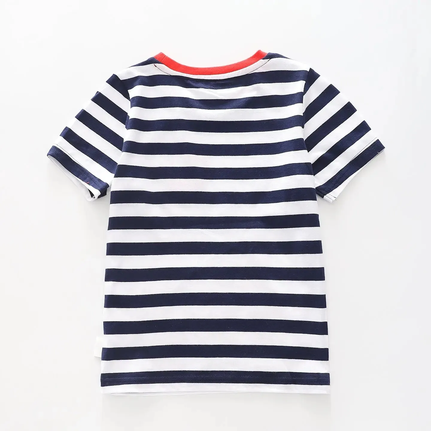 Boy's Striped T-shirt With Vehicle Print
