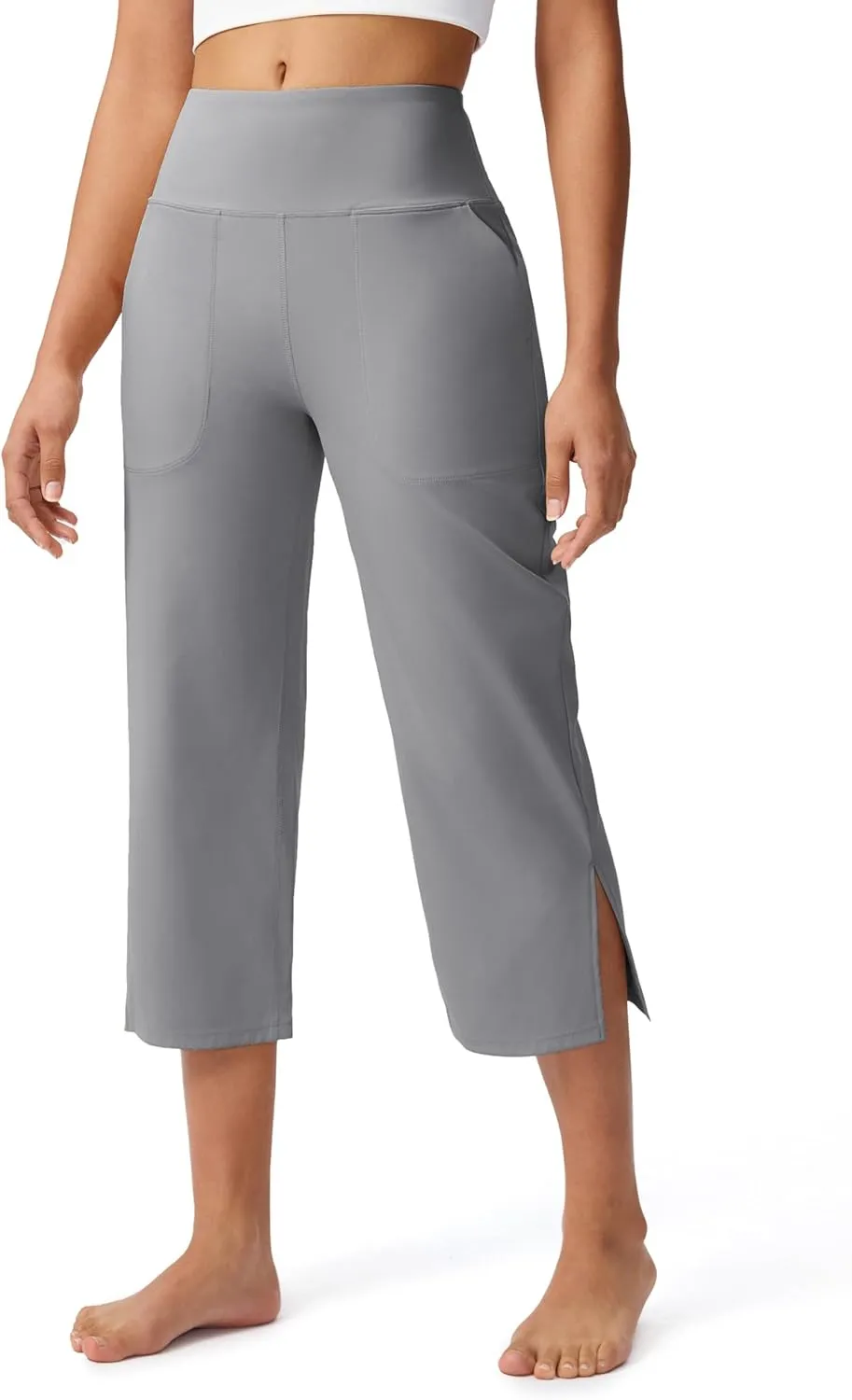Capri Pants for Women Wide Leg Yoga Capris with Pockets Stretch High Waist Crop Pants Loose Travel