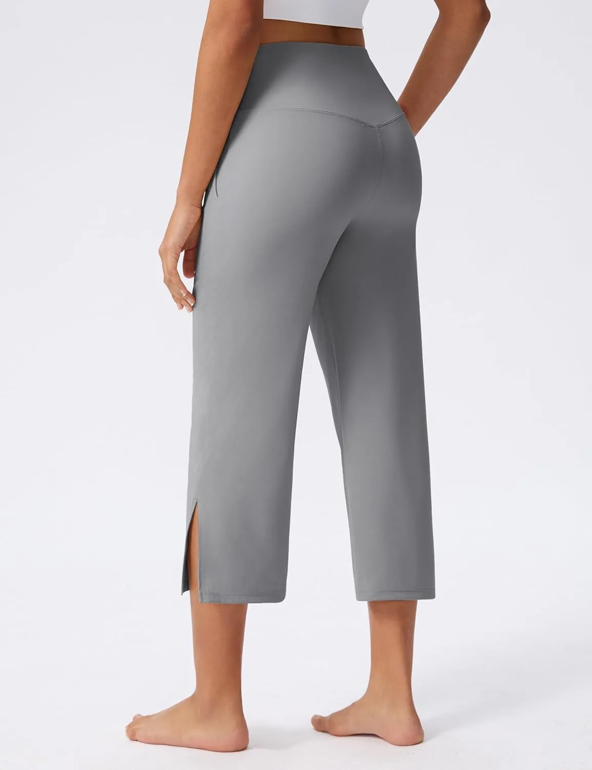 Capri Pants for Women Wide Leg Yoga Capris with Pockets Stretch High Waist Crop Pants Loose Travel