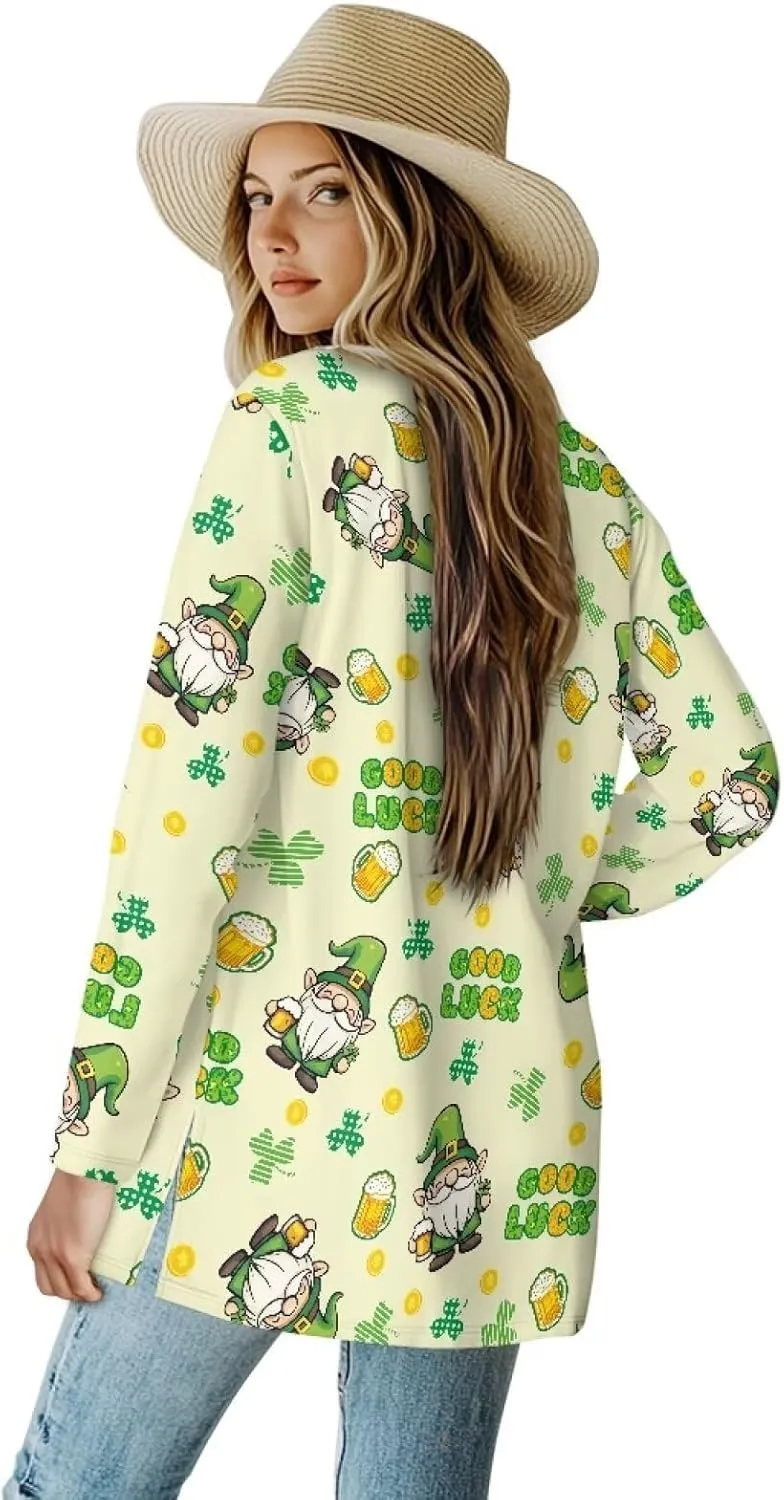 Cardigan Jacket with Pockets Open Front Jacket Coat, Fashion Outerwear Long Sleeve Outerwear