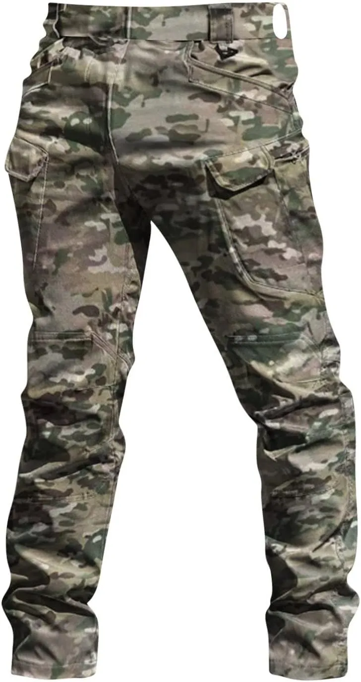 Cargo Pants for Men Outdoor Stretch Multi Pockets Tactical Pants Work Lightweight Elastic Soild Hiking Outfit Slim Fit