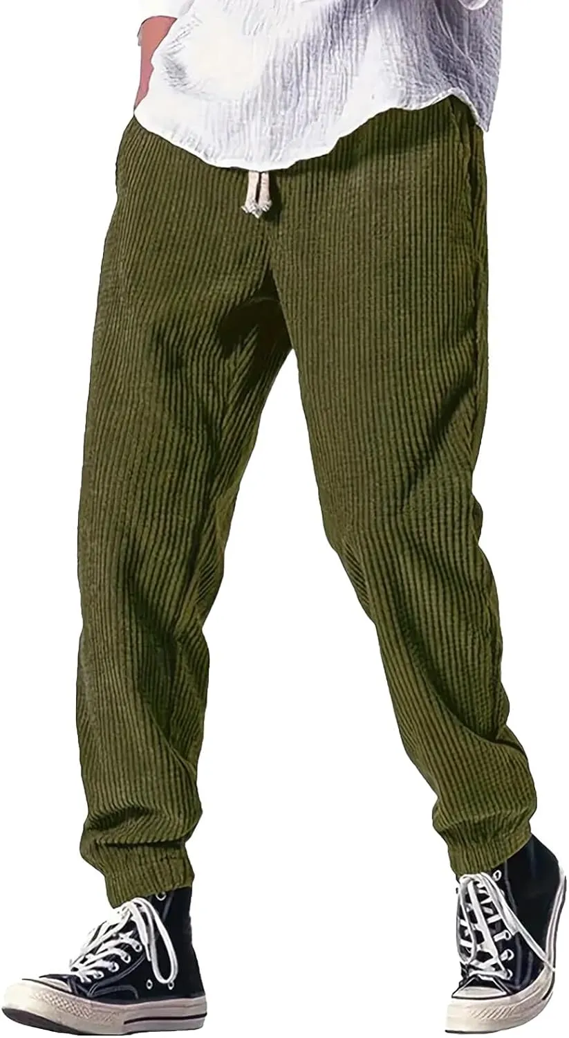 Cargo Work Pant Mens Elastic Waist Casual Track Lounge Pants Sports Sweatpant Relaxed Fit Joggers