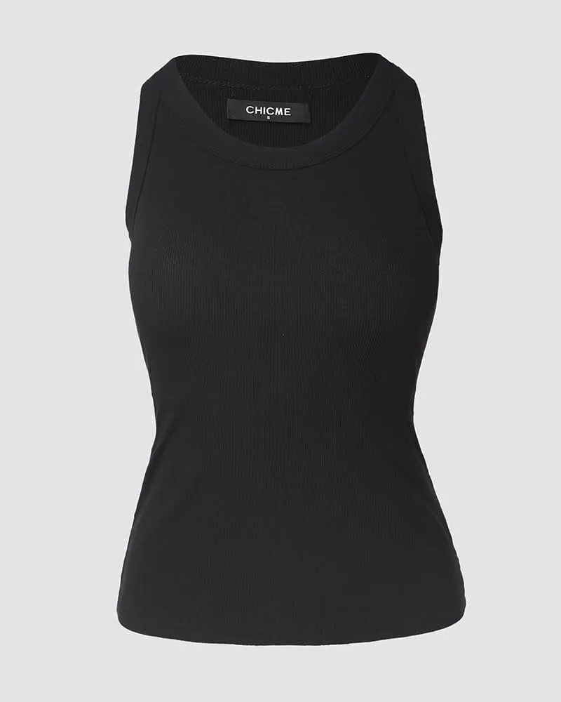 CHICME 2 Piece Tank Tops with Built in Bras Athletic Tank Tops for Women Ribbed Tank Top Fitness Workout Running Tops