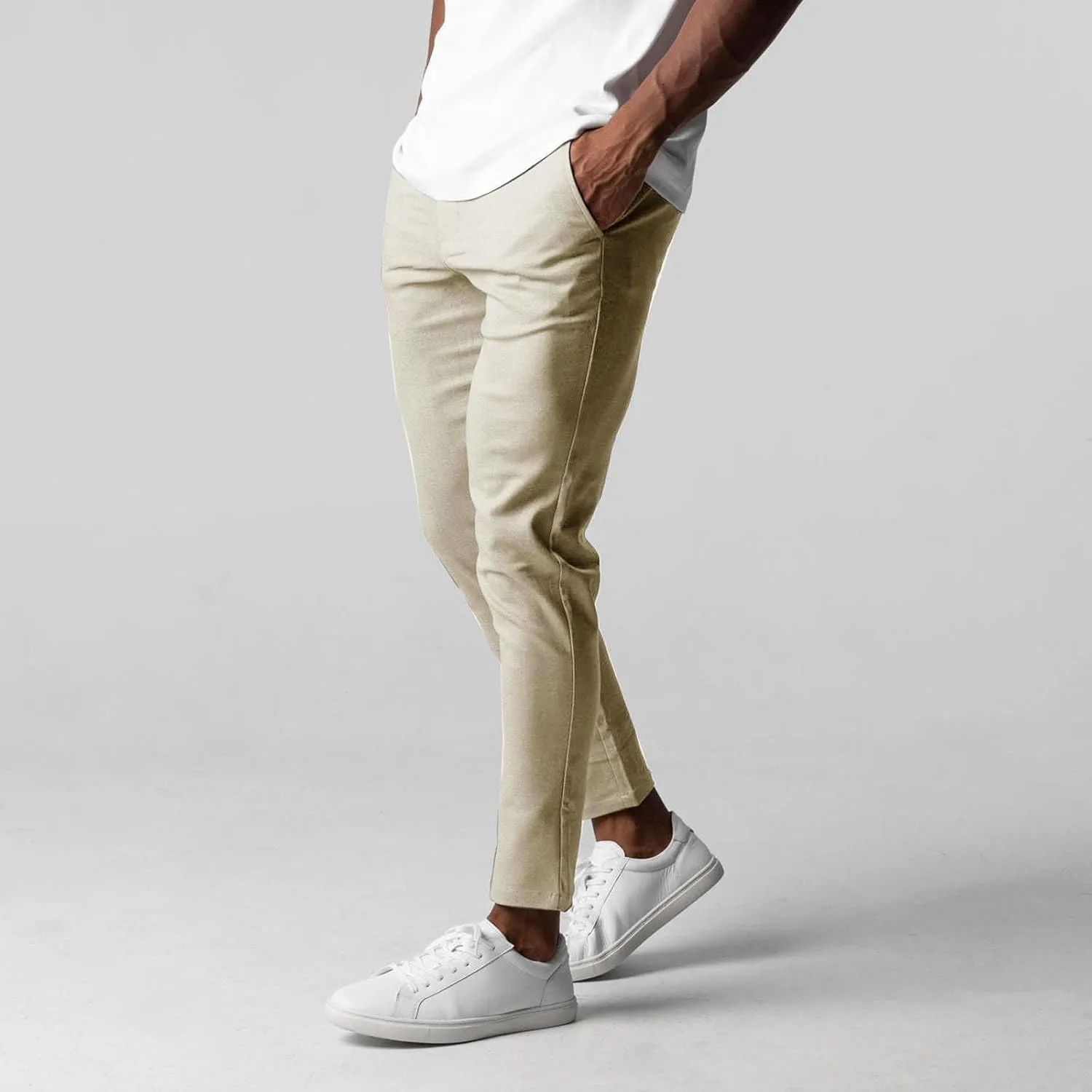 Chinos Pants Men Elasticity Casual Work Active Chinos Pant Elasticity Slim Fit Running Workout Trousers with Pockets