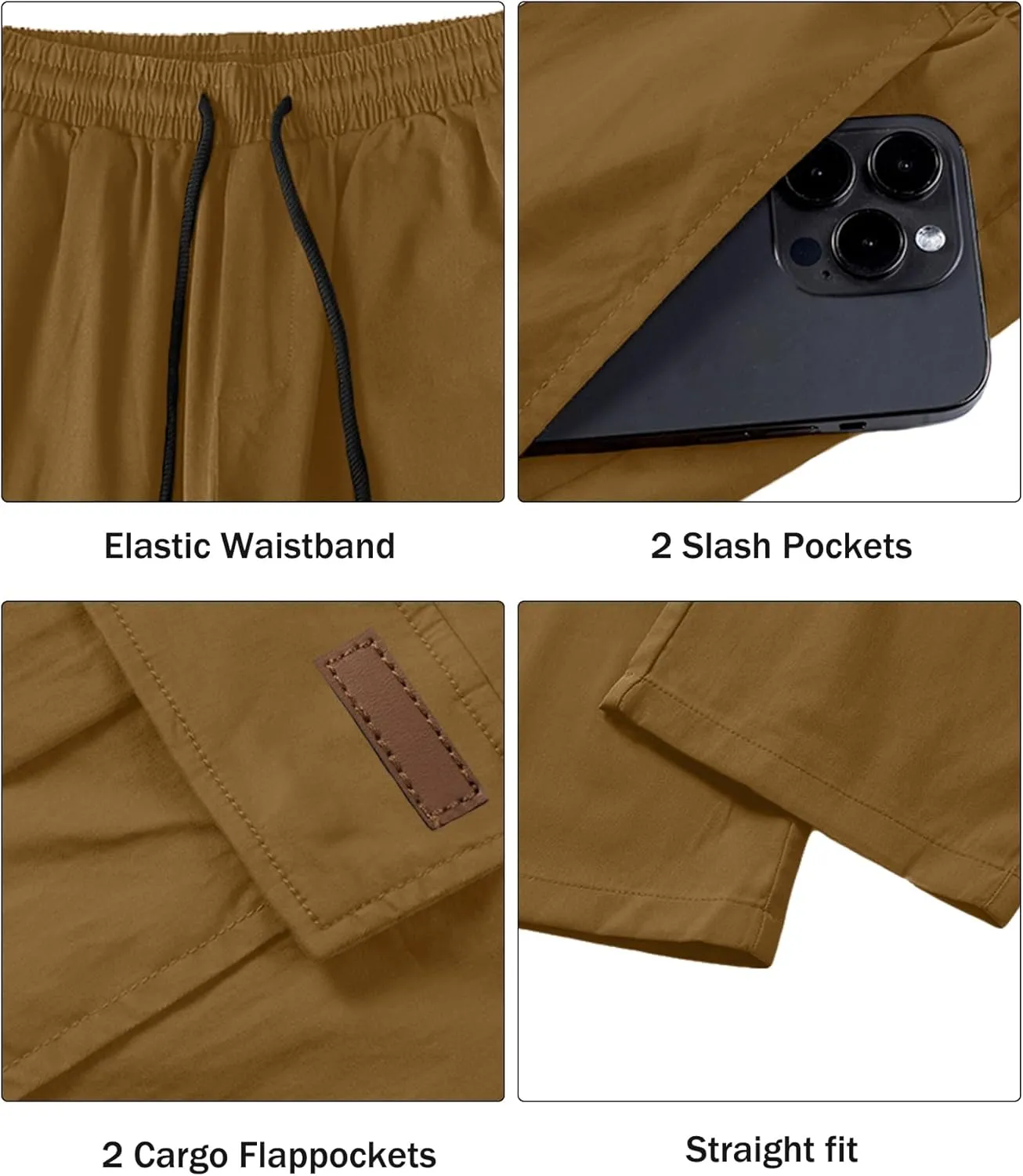Comdecevis Men's Casual Cargo Pants Workout Joggers Stretch Sweatpants Hiking Drawstring Tactical Pants with Multi Pockets