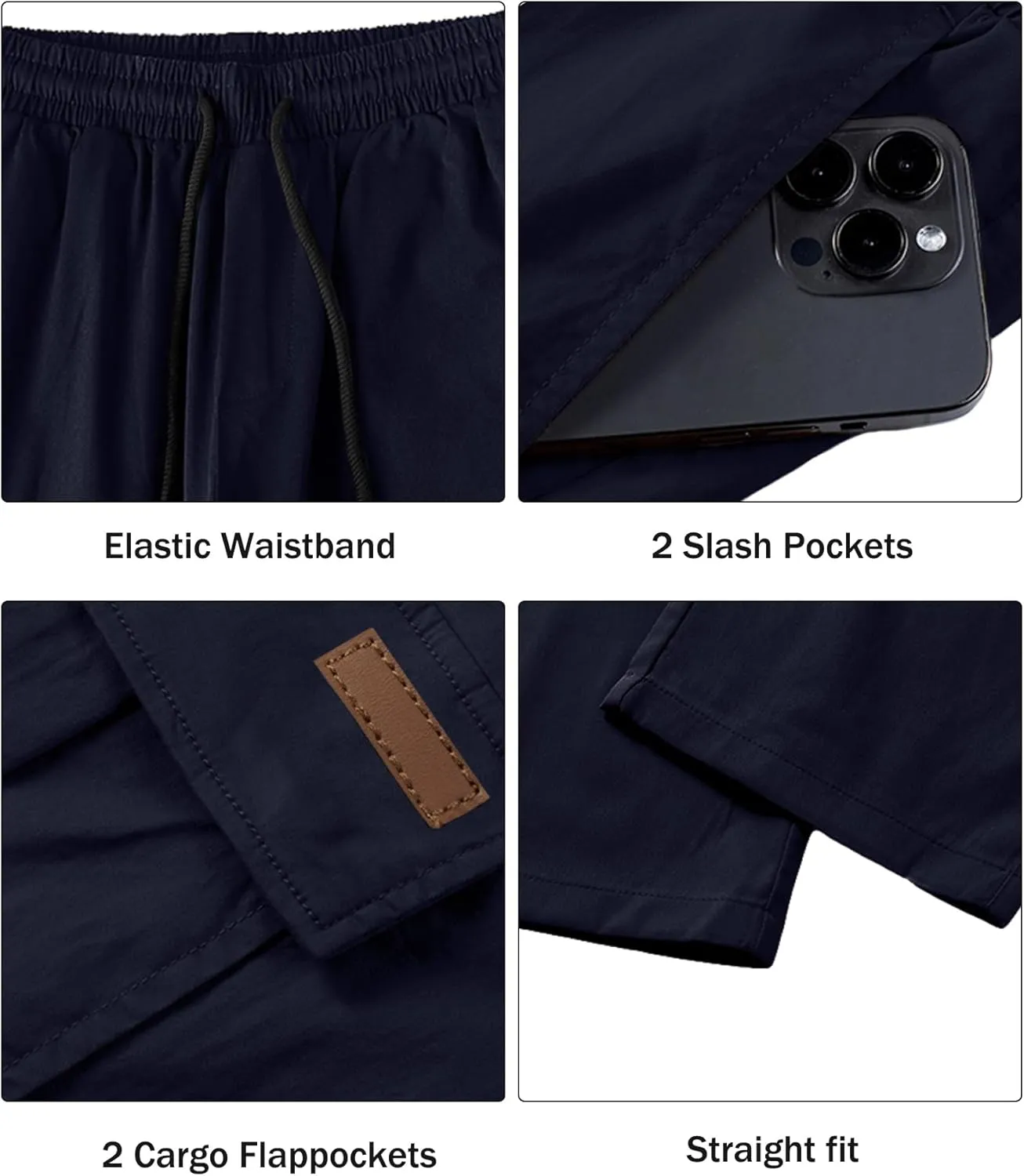 Comdecevis Men's Casual Cargo Pants Workout Joggers Stretch Sweatpants Hiking Drawstring Tactical Pants with Multi Pockets