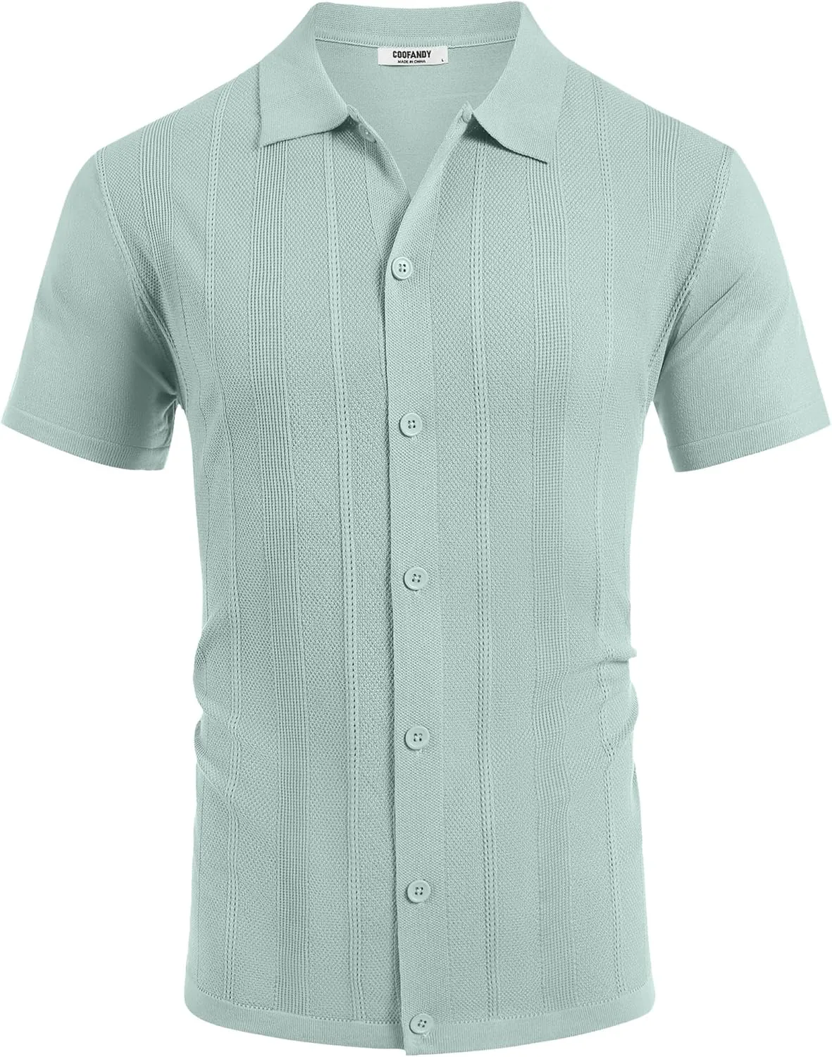 COOFANDY Mens Knit Shirt Short Sleeve Button Down Shirts Casual Summer Beach Vintage Polo Shirts