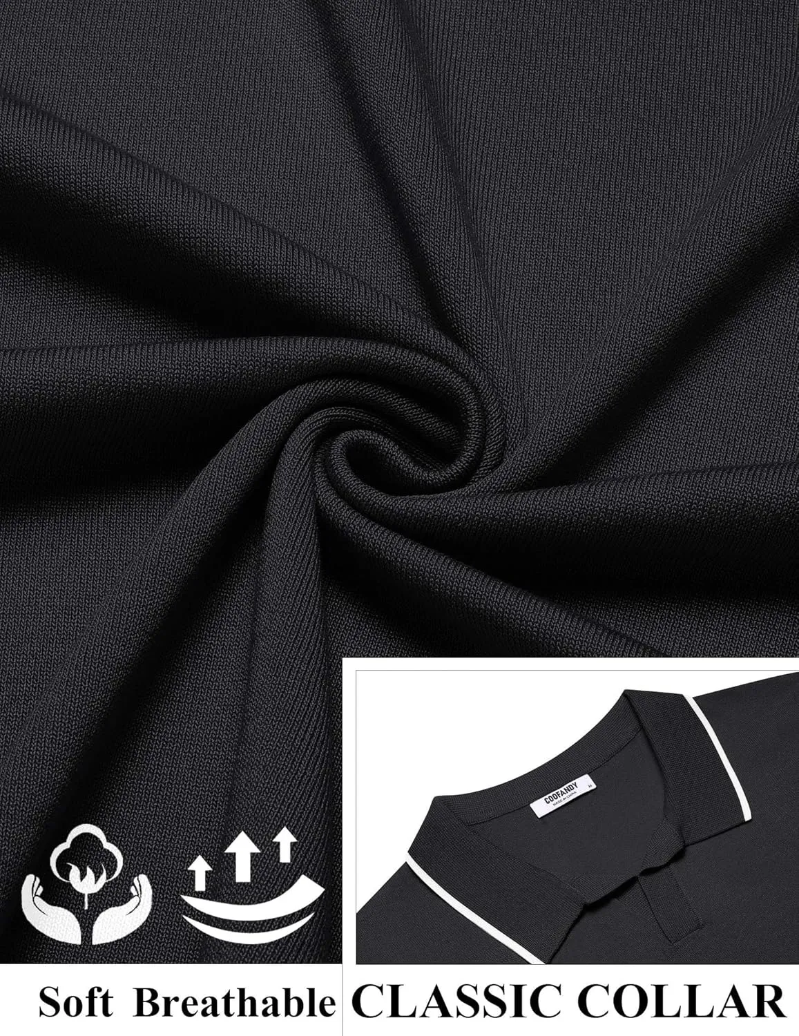 COOFANDY Mens Polo Shirts Short Sleeve Casual Knit Polo Shirt Vintage Golf T Shirts Old Money Tops