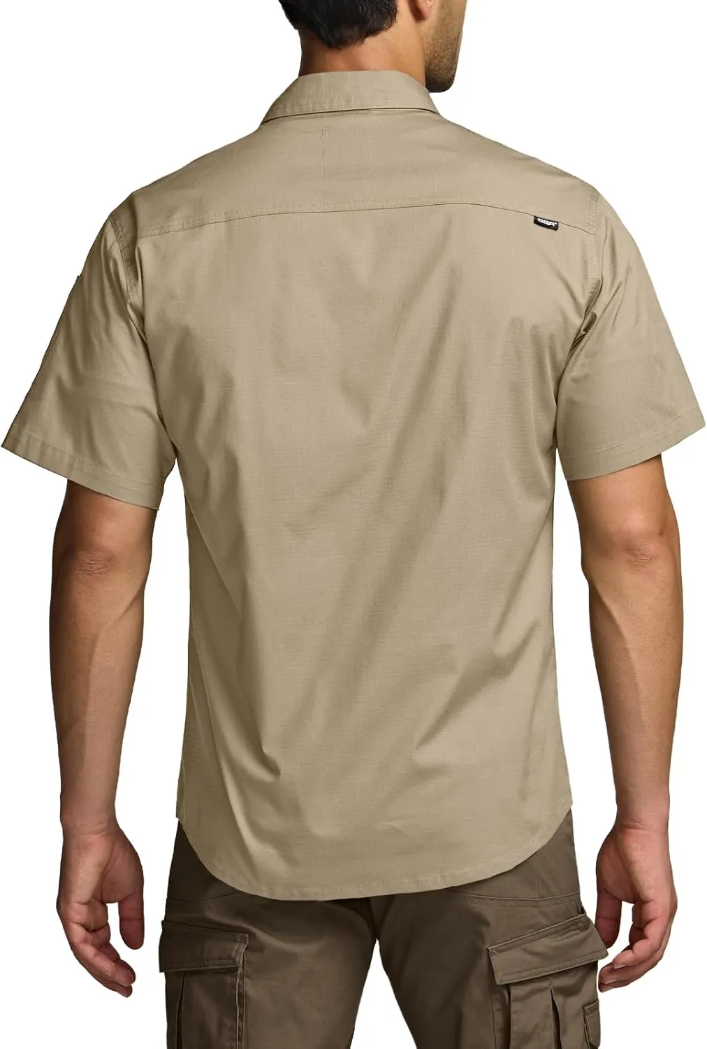 CQR Men's Short Sleeve Tactical Shirts, UPF 50  Ripstop Military Work Shirts, Breathable Button Down Outdoor Hiking Shirt