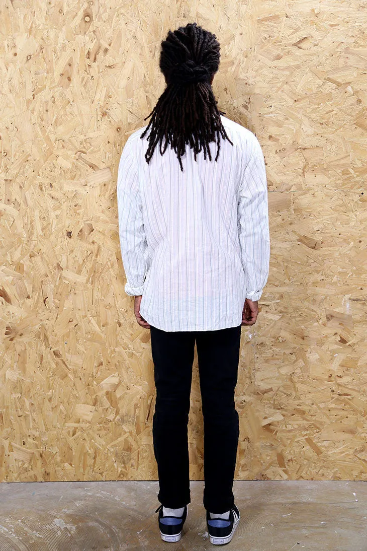 Cream Striped Grandad Shirt