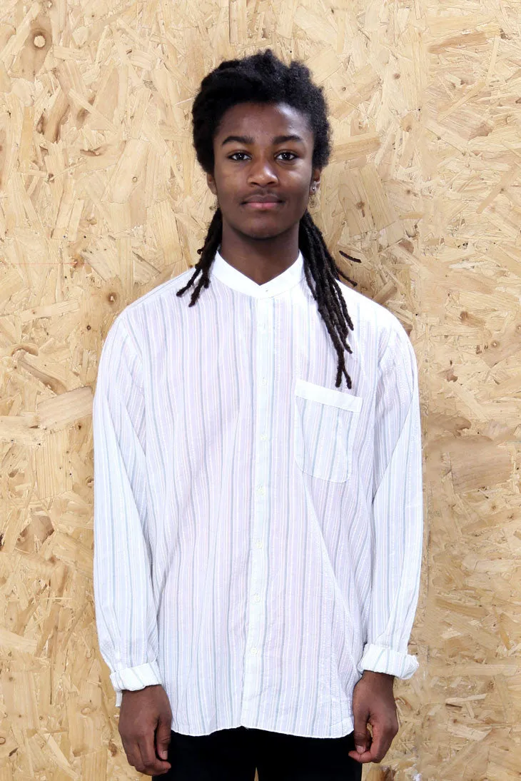 Cream Striped Grandad Shirt