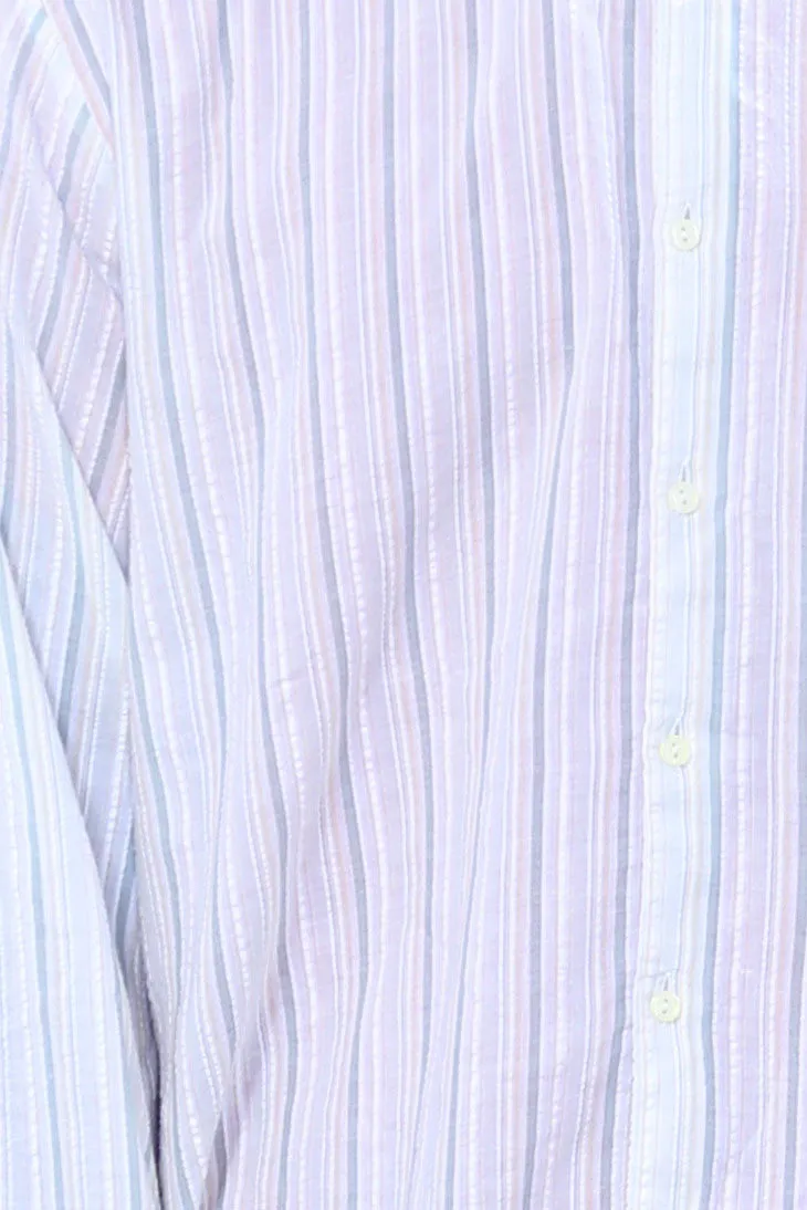 Cream Striped Grandad Shirt