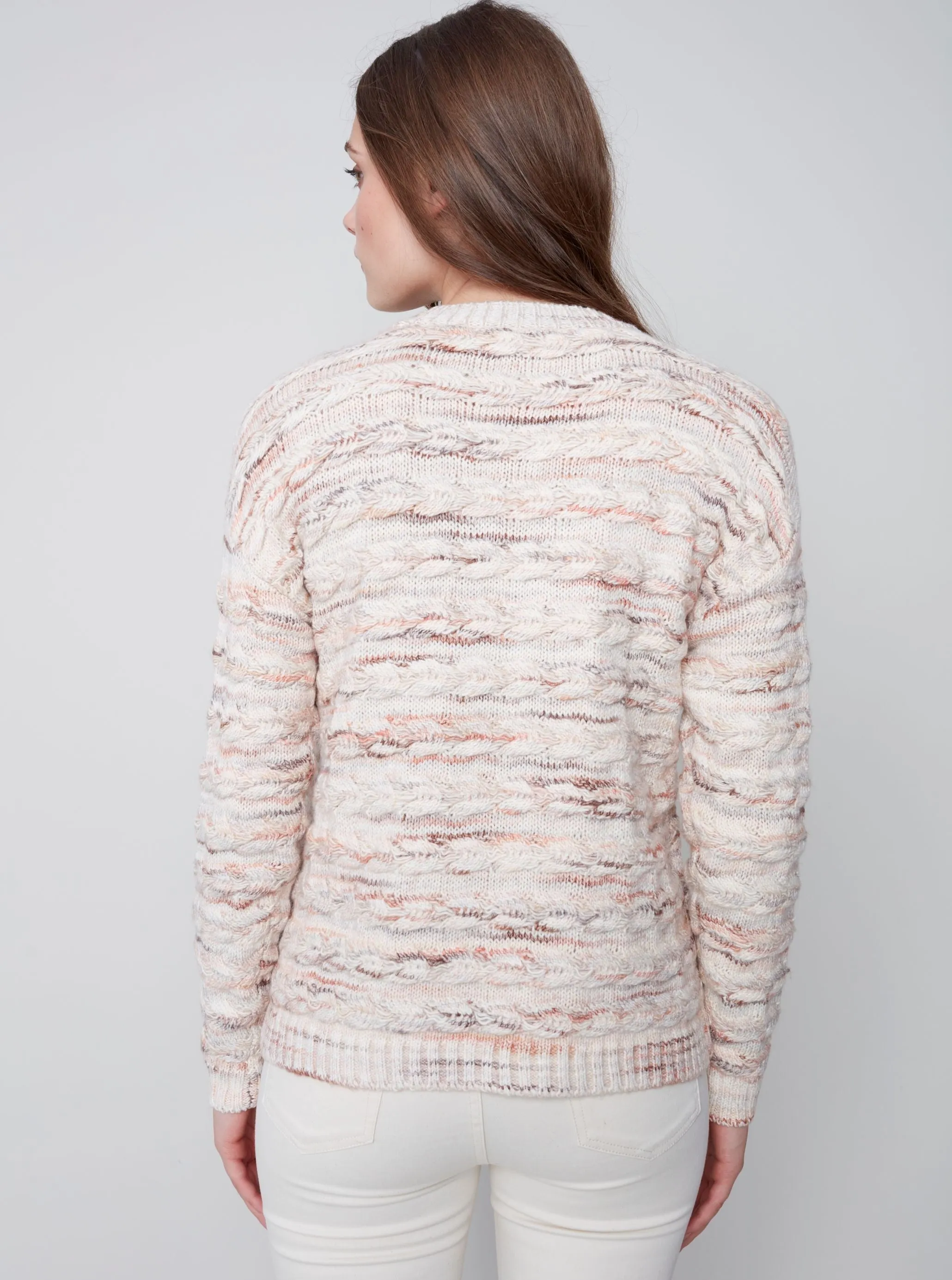 Crew Neck Cable Design [Powder-C2606]