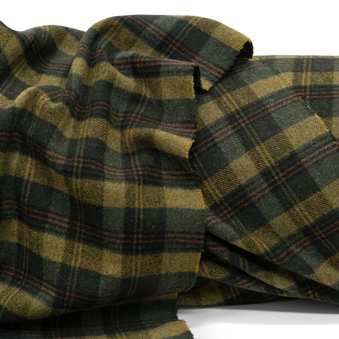 Deadstock Plaid Wool Cashmere Blend Coating - Elmwood/Hunter Green/Rust