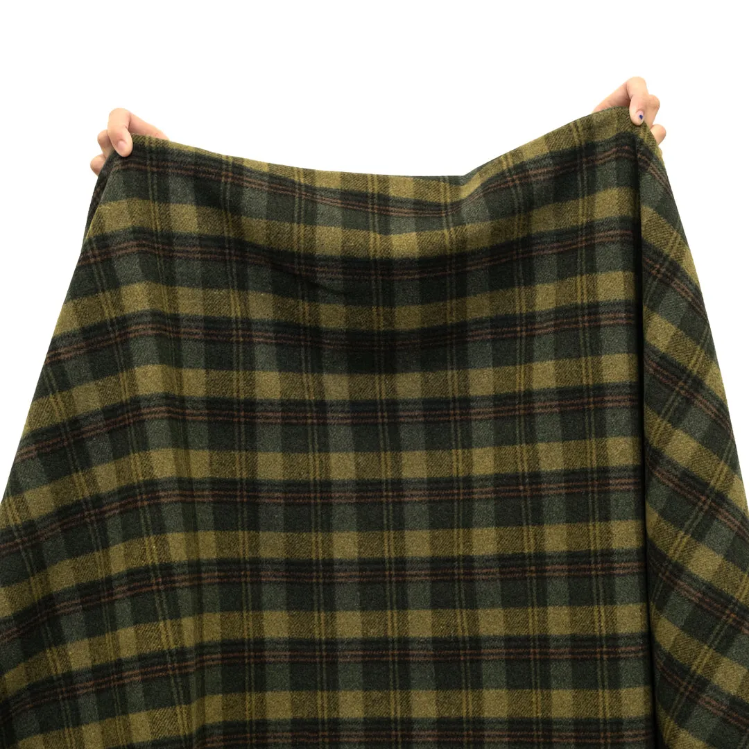 Deadstock Plaid Wool Cashmere Blend Coating - Elmwood/Hunter Green/Rust
