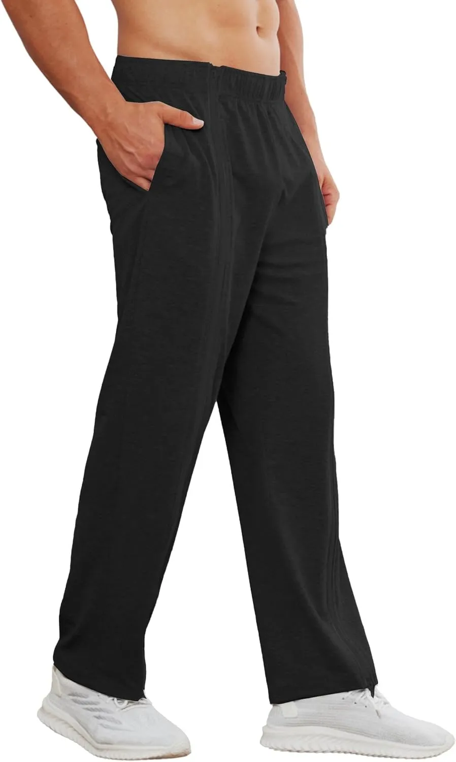 Deyeek Tear Away Pants for Men Full Zipper Legs Sweat Pants Mens Open Bottom Sweatpants Breakaway Cotton Post Surgery Pants