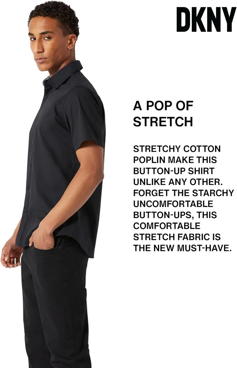 DKNY Mens Short Sleeve Button Down Shirts - Casual Dress Button Up Short Sleeve Shirts for Men | Stretch Cotton
