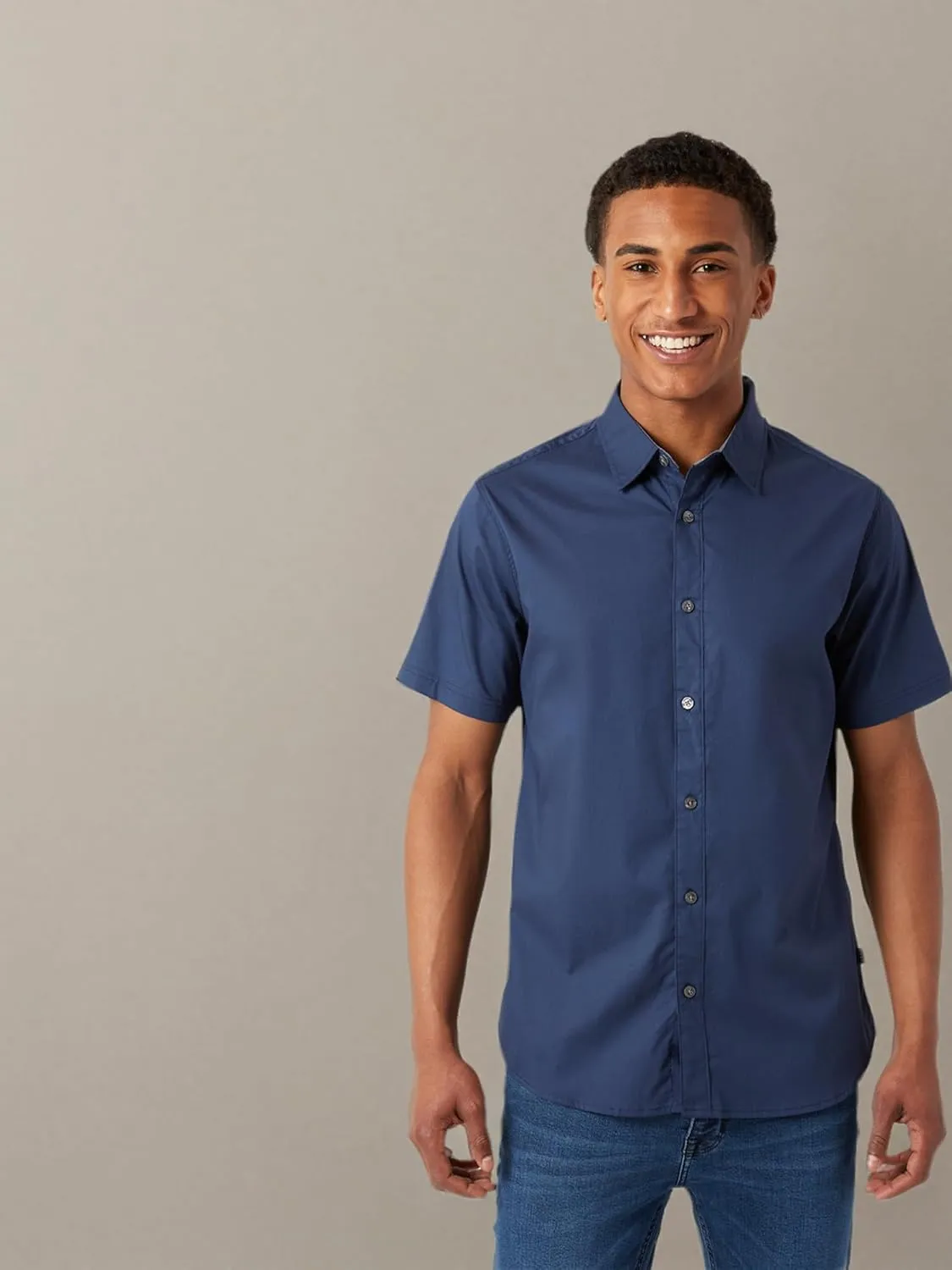 DKNY Mens Short Sleeve Button Down Shirts - Casual Dress Button Up Short Sleeve Shirts for Men | Stretch Cotton