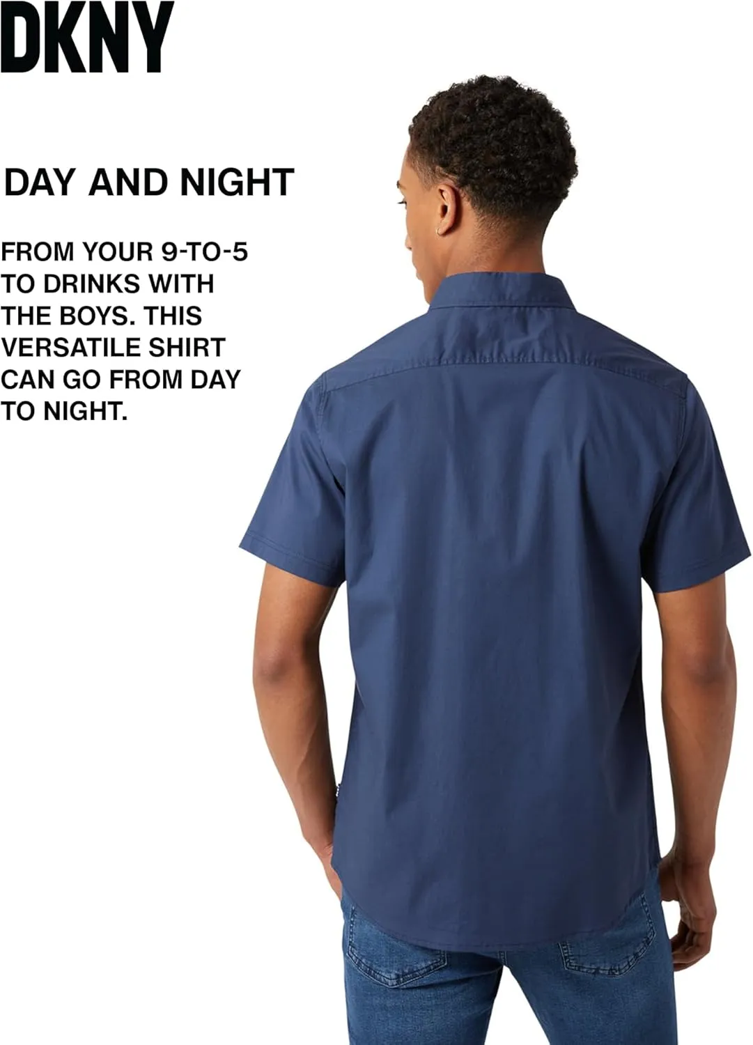 DKNY Mens Short Sleeve Button Down Shirts - Casual Dress Button Up Short Sleeve Shirts for Men | Stretch Cotton