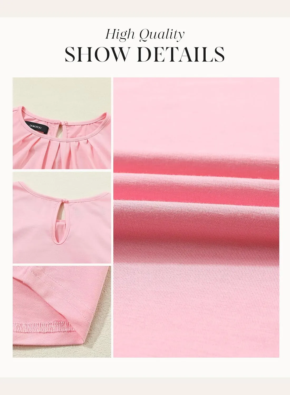 Dokotoo Tank Top for Women Round Neck Pleated Long Flowy Womens Tank Tops Loose Fit Summer Tops Cute Basic 2025