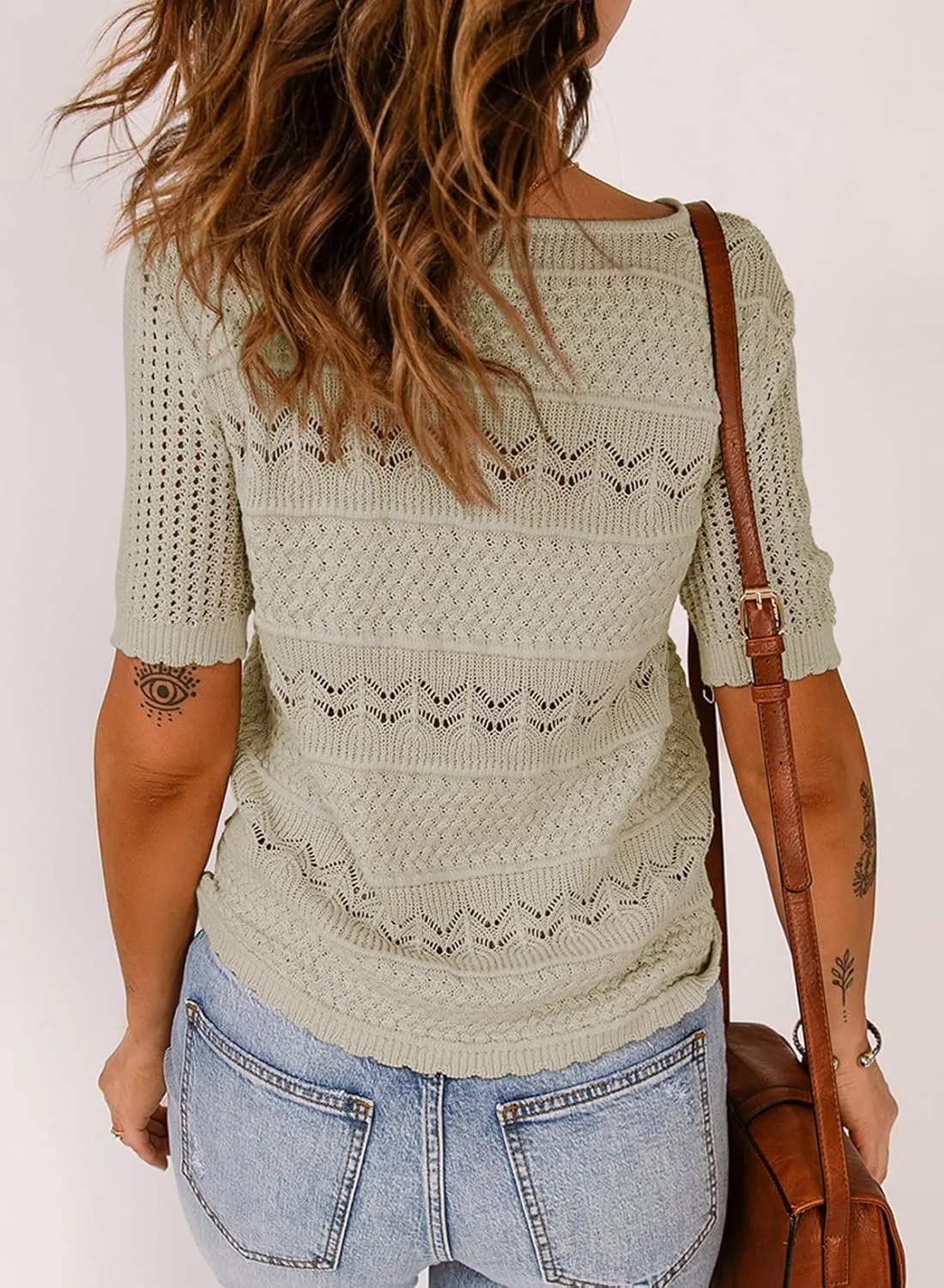 Dokotoo Womens Summer Tops Spring Fashion Short Sleeve Sweaters Crew Neck Lightweight Knit Dressy Blouse 2025