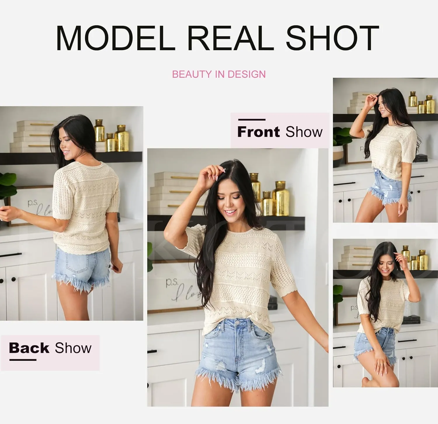 Dokotoo Womens Summer Tops Spring Fashion Short Sleeve Sweaters Crew Neck Lightweight Knit Dressy Blouse 2025
