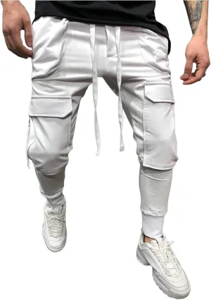 DuDubaby High Waisted Yoga Pants Men's Pockets Pencil Pants Hip Hop Patchwork Sweatpants Mens Pants Slim Fit