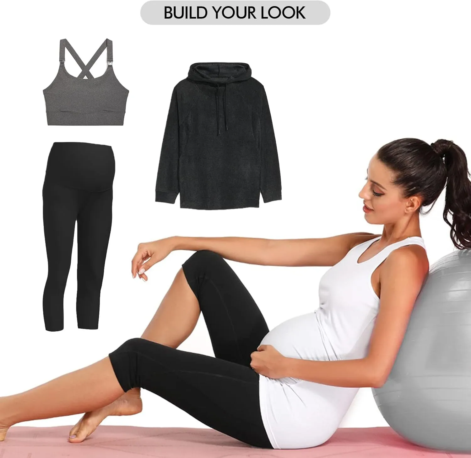 Ecavus 3PCS Women's Maternity Tank Tops Seamless Racerback Workout Athletic Yoga Tops Pregnancy T-Shirt