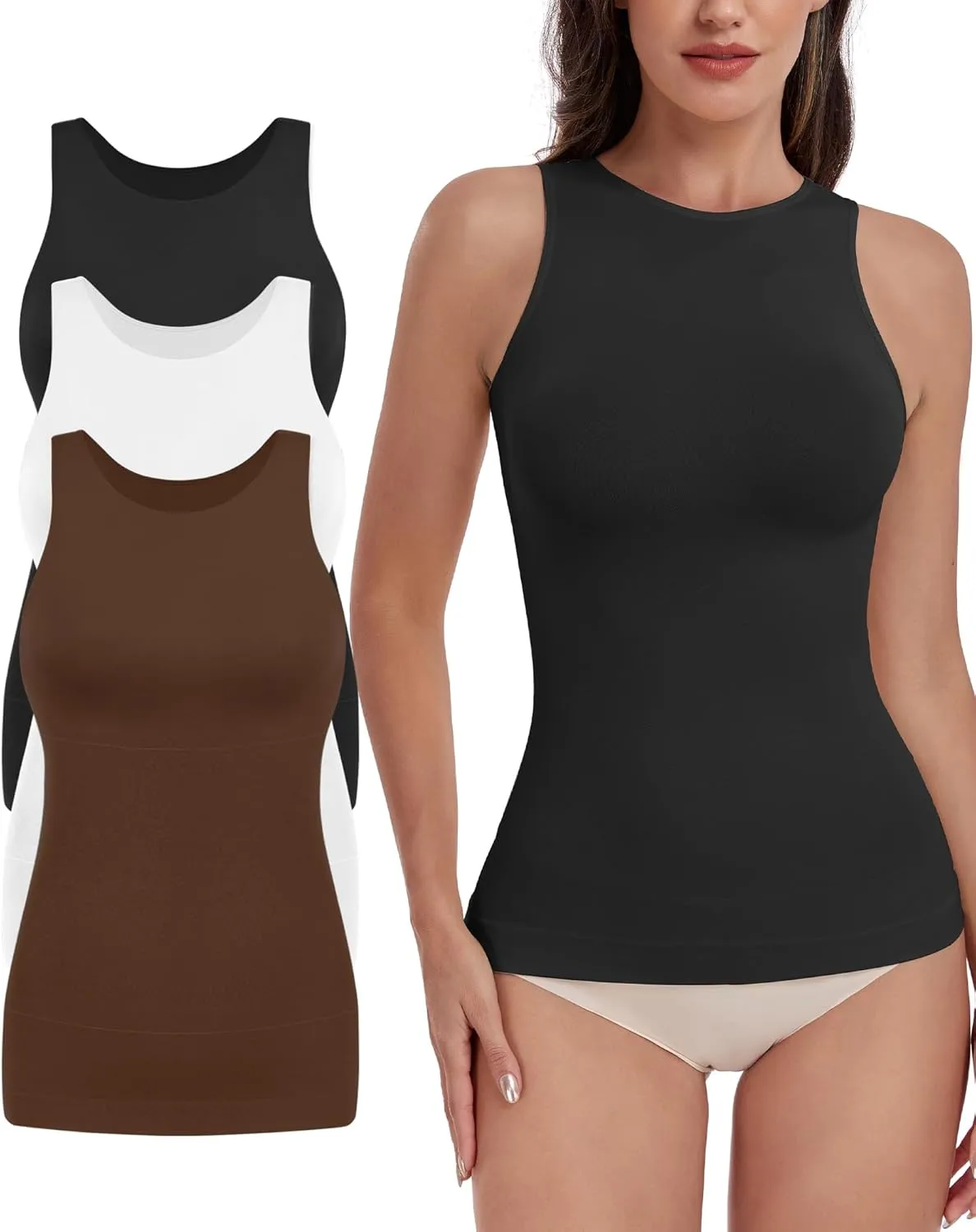 EUYZOU Women Shapewear Tummy Control Tank Tops Seamless Compression Tops Body Shaper Camisole