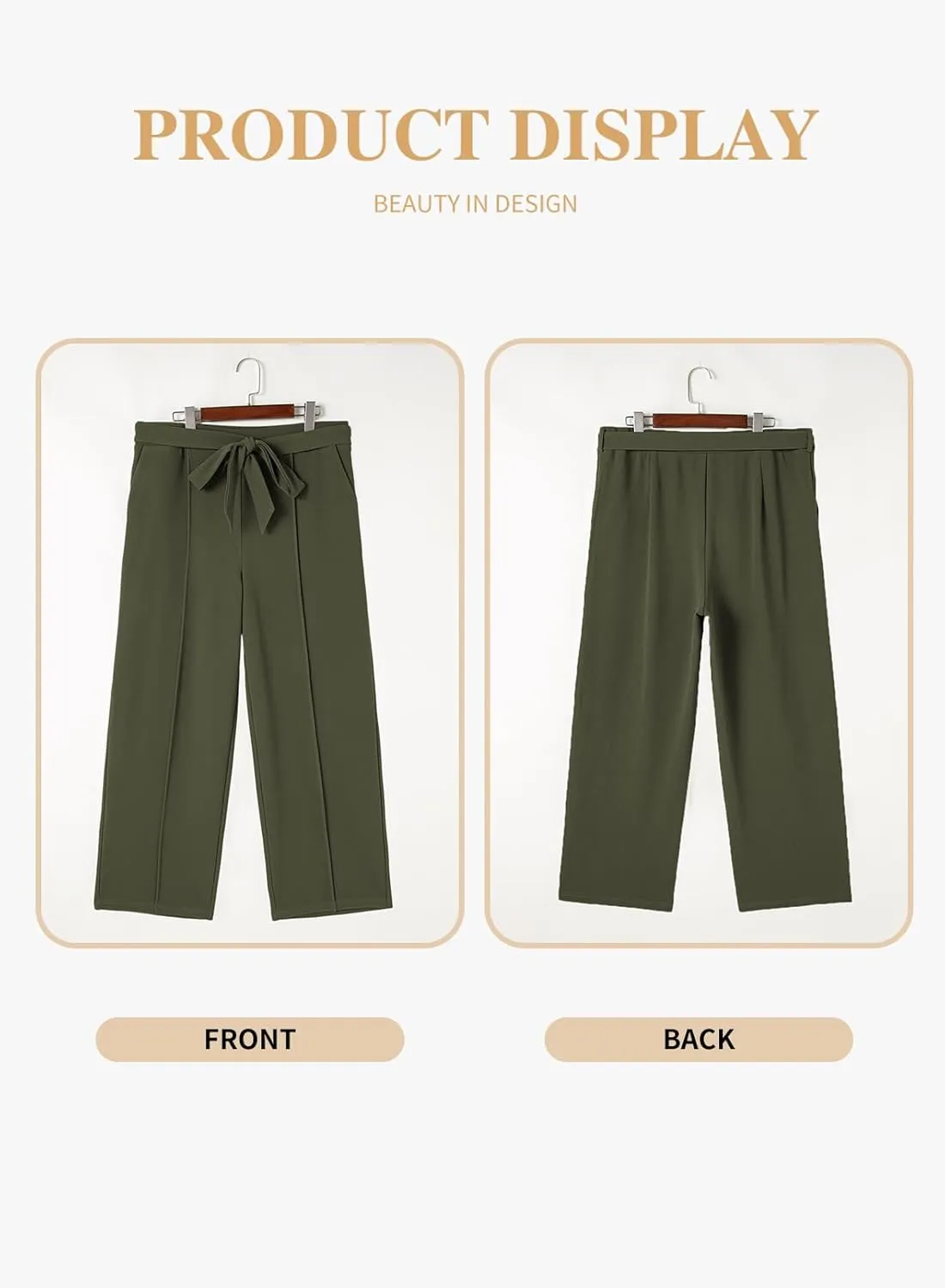 Eytino Plus Size Pants for Women Casual High Waisted Tie Knot Loose Work Pant Lounge Trousers with Pockets(1X-5X)