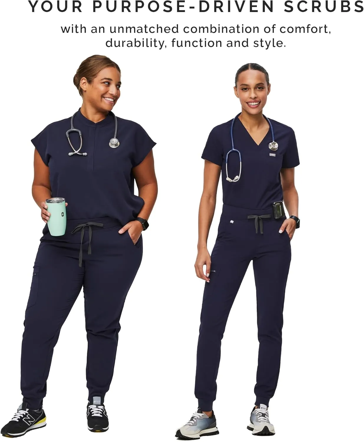 FIGS Zamora Jogger Style Scrub Pants for Women  Slim Fit, 6 Pockets, Yoga Waistband, Ribbed Ankle Cuffs, Anti-Wrinkle