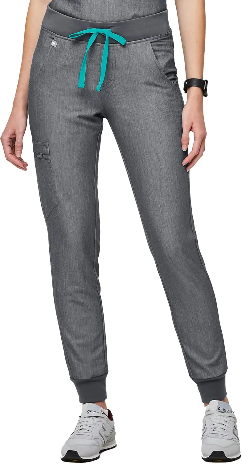 FIGS Zamora Jogger Style Scrub Pants for Women  Slim Fit, 6 Pockets, Yoga Waistband, Ribbed Ankle Cuffs, Anti-Wrinkle