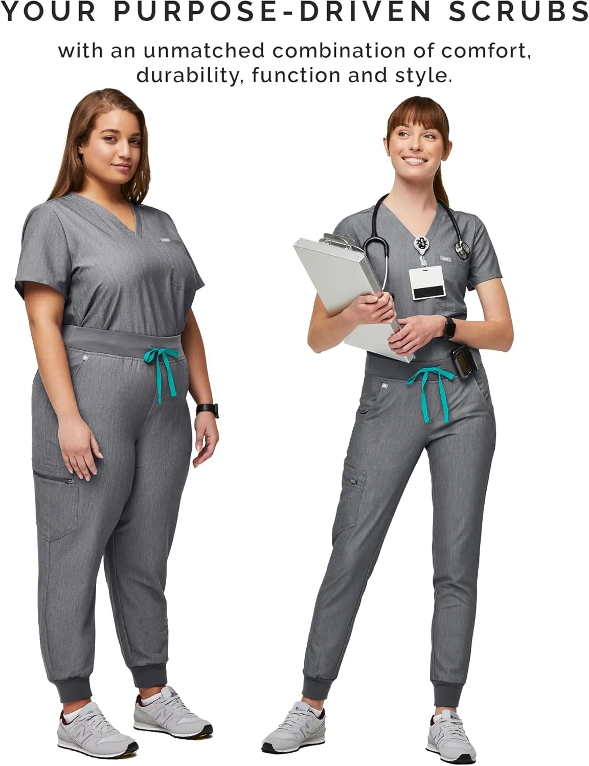 FIGS Zamora Jogger Style Scrub Pants for Women  Slim Fit, 6 Pockets, Yoga Waistband, Ribbed Ankle Cuffs, Anti-Wrinkle