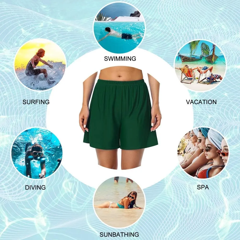 Firpearl Women's Swim Board Shorts UPF 50  Sport Boyleg Swim Trunk Swimsuit Bottoms