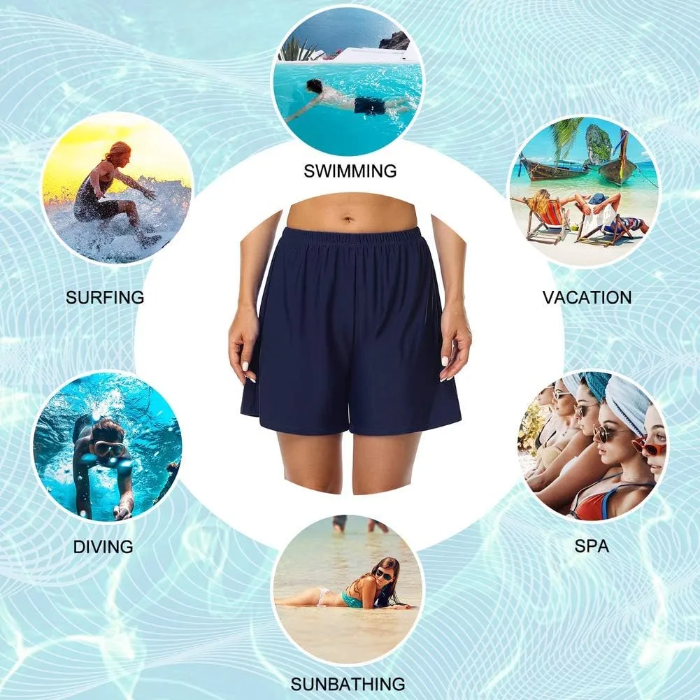Firpearl Women's Swim Board Shorts UPF 50  Sport Boyleg Swim Trunk Swimsuit Bottoms