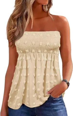 Flamingals Women's Tube Tops Summer Sexy Trendy Bandeau Backless Off The Shoulder Tank Tops
