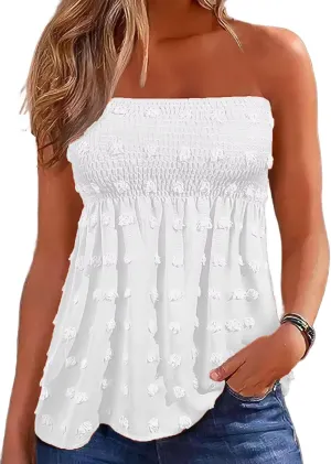 Flamingals Women's Tube Tops Summer Sexy Trendy Bandeau Backless Off The Shoulder Tank Tops