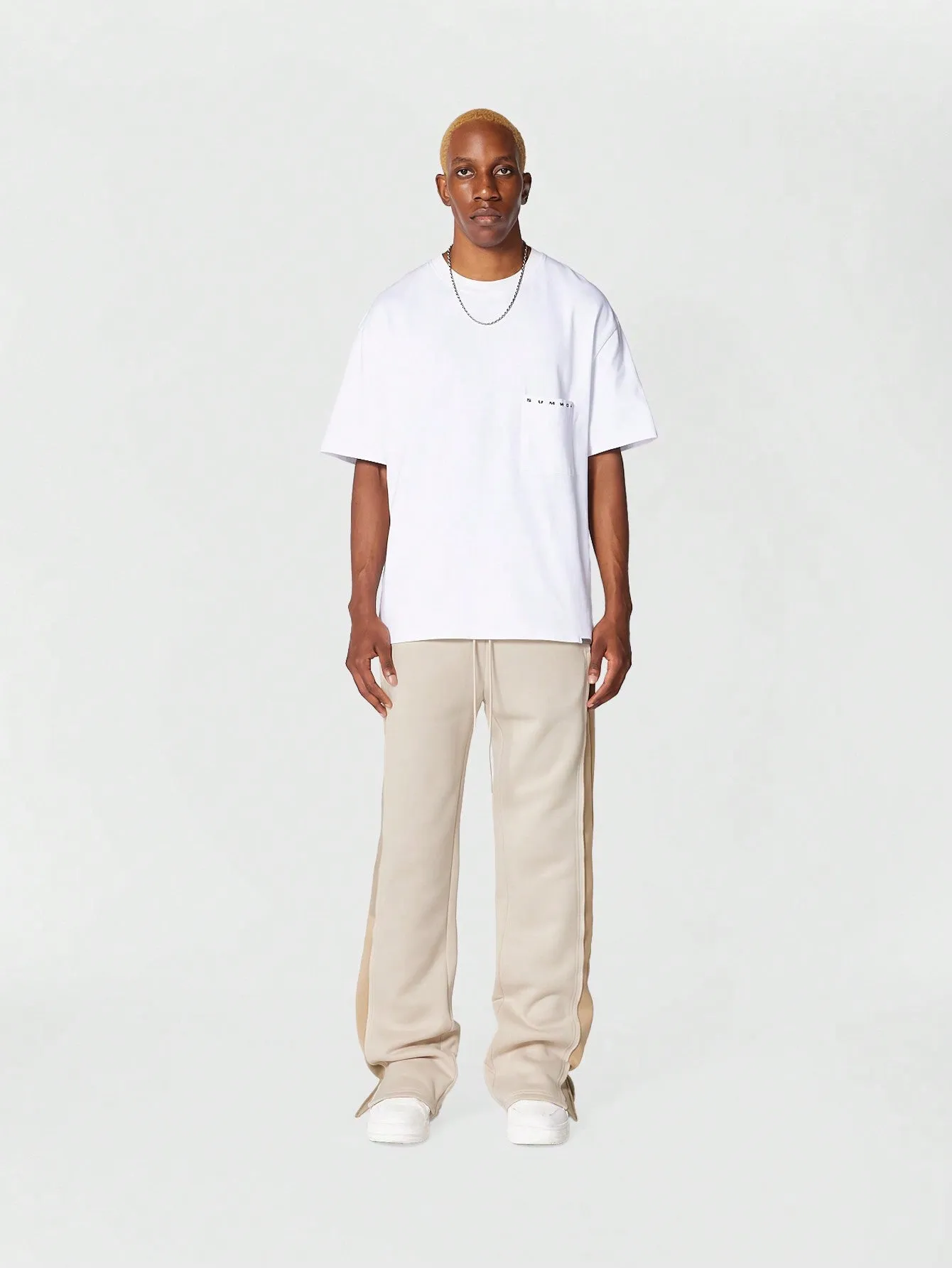 Flare Fit Split Hem Jogger With Contrast Panel