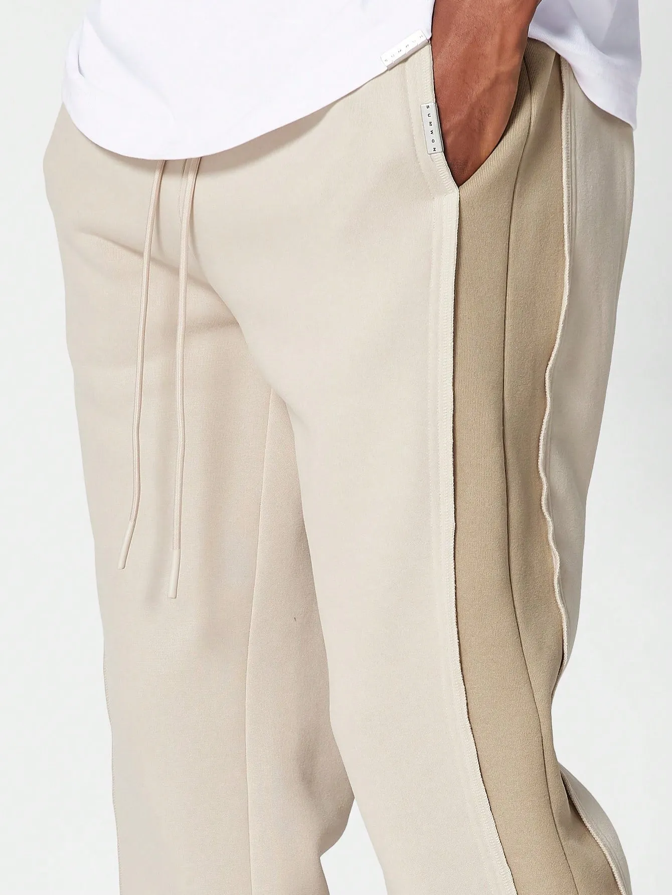 Flare Fit Split Hem Jogger With Contrast Panel