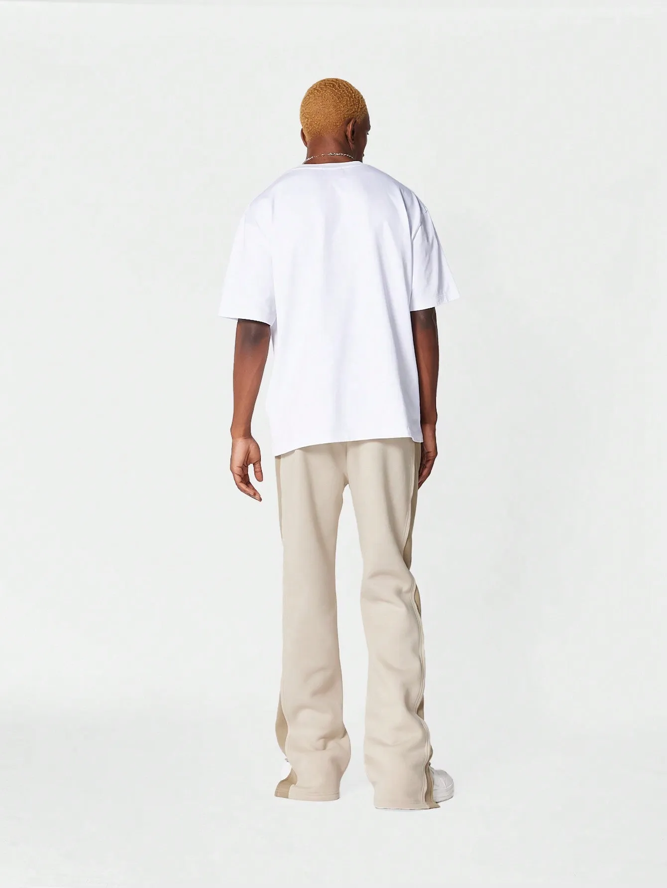 Flare Fit Split Hem Jogger With Contrast Panel