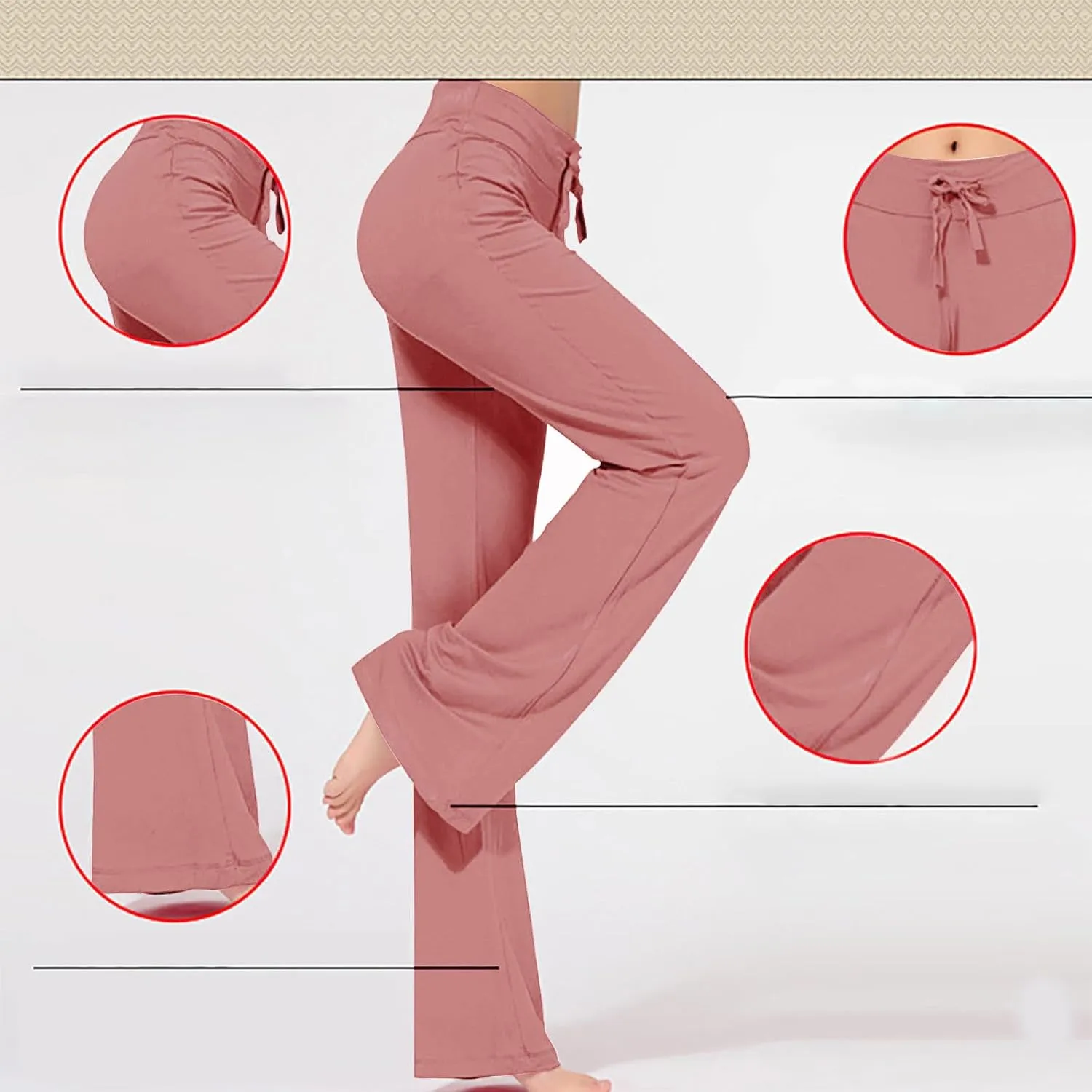 Flare Yoga Pants for Women Casual High Waist Drawstring Workout Bootcut Leggings Tummy Control Trousers for Running