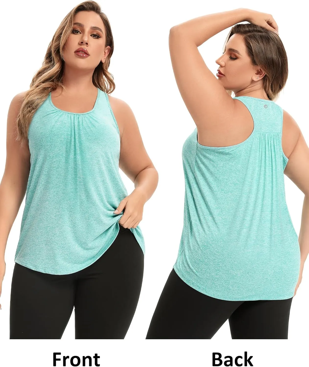 FOREYOND Women's Plus Size Workout Tank Tops Racerback Athletic Flowy Tops Yoga Running Sleevelss Summer Shirts Loose