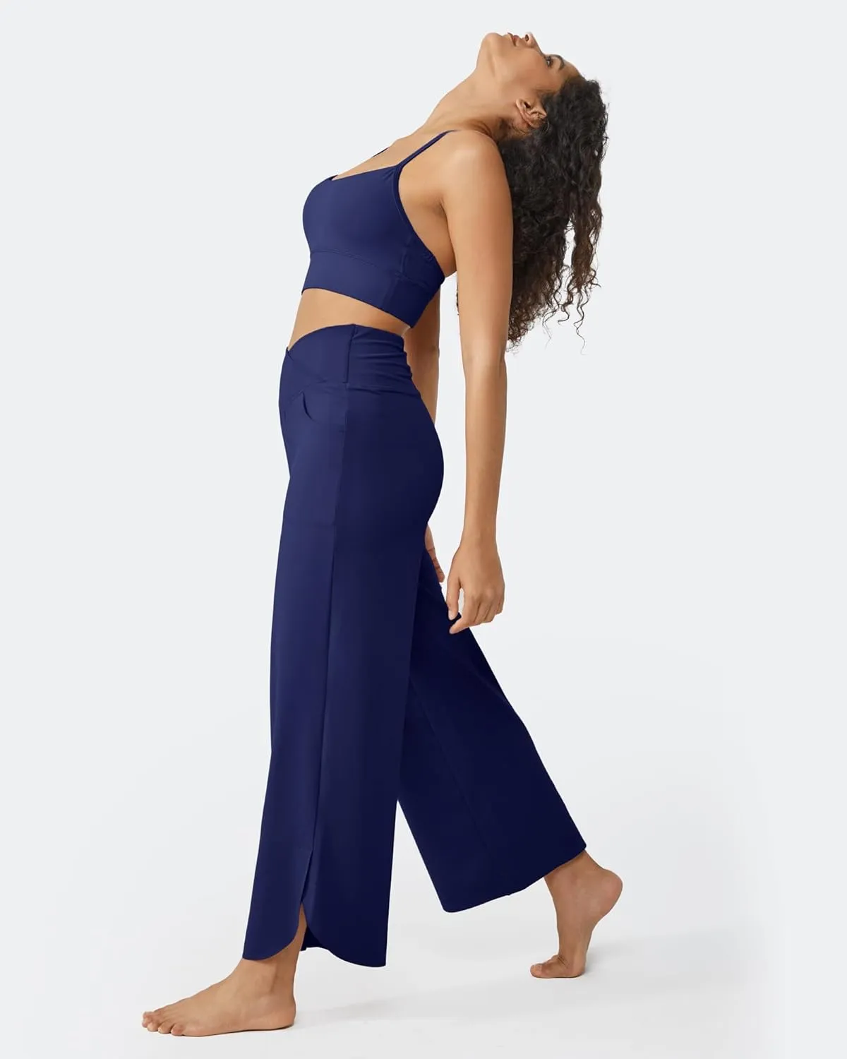 G4Free Wide Leg Pants for Women 29'' Loose Yoga Capri Pants Cross High Waist Dance Palazzo Casual Pants with Pockets