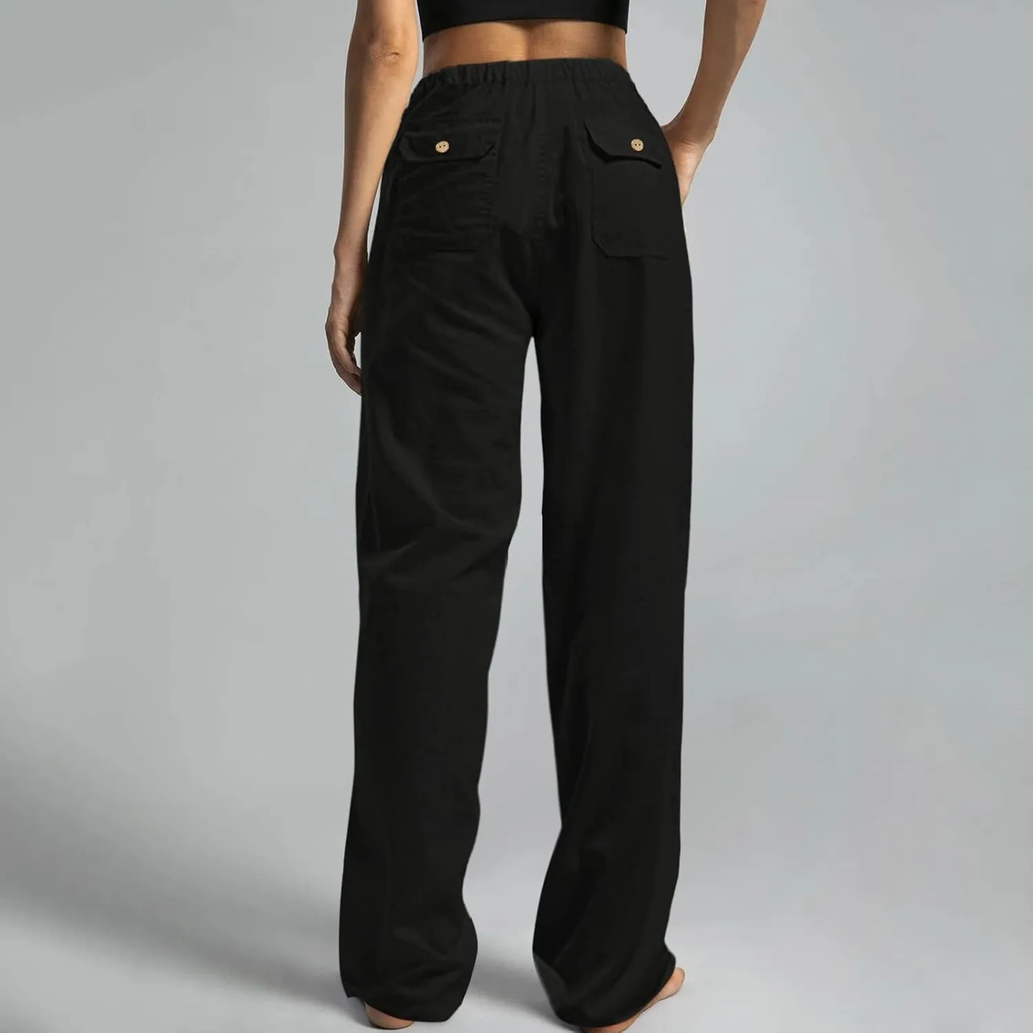 GOKKILRW Cotton Linen Pants Women Wide Leg Flowy Loose Palazzo Trousers Casual High Waist Slacks 2025 Beach Vacation Outfits