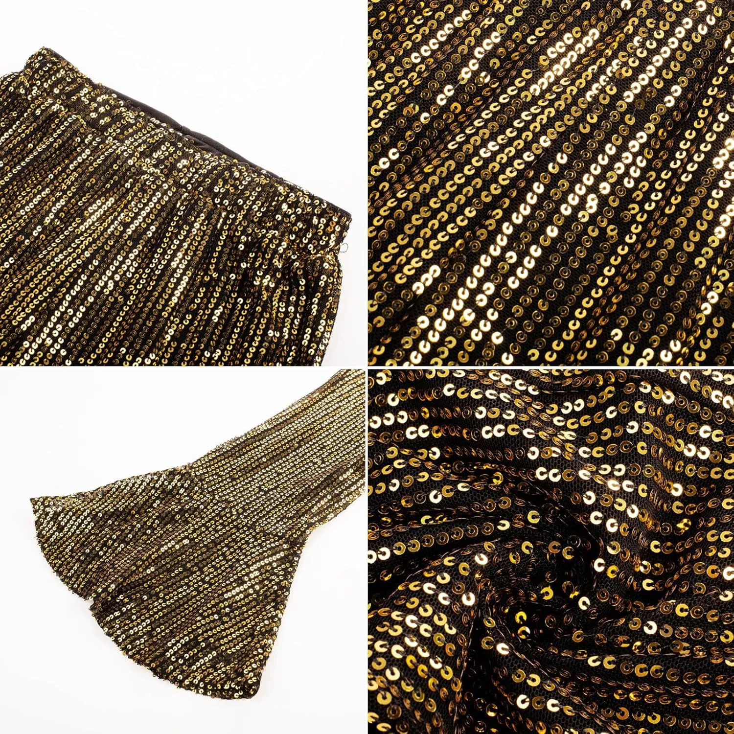 GRACE KARIN Girls Sequin Pants Sparke Trouser Glitter Dance Bell Bottoms 5-14