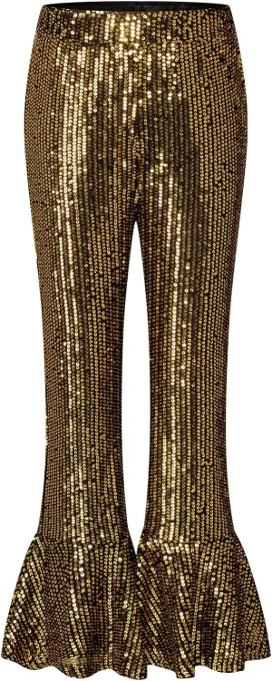 GRACE KARIN Girls Sequin Pants Sparke Trouser Glitter Dance Bell Bottoms 5-14