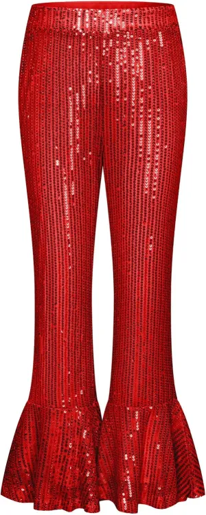GRACE KARIN Girls Sequin Pants Sparke Trouser Glitter Dance Bell Bottoms 5-14
